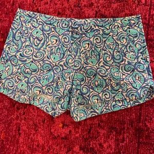 Lilly Pulitzer Side Zip Blue Fish Pattern Shorts